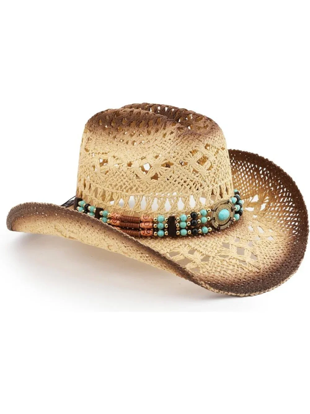 Men's Beige Pull-On Western Cattleman Style Wide Shapeable Brim Cowboy Hat